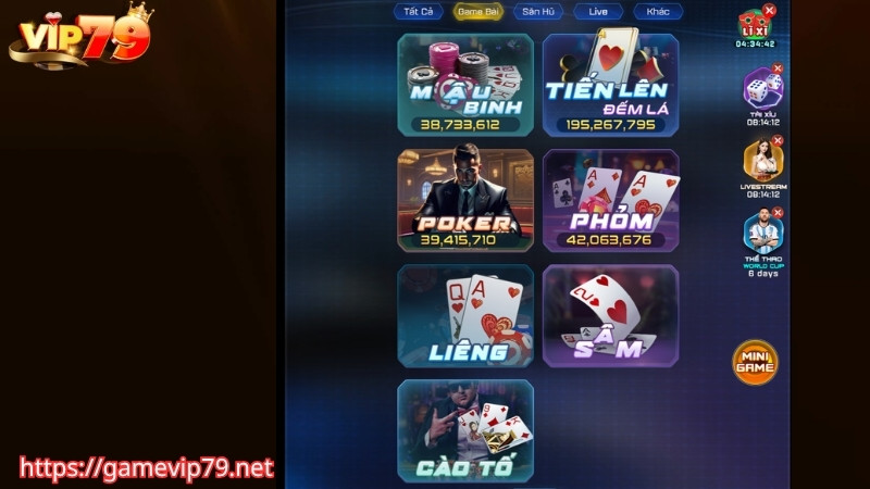 Các tựa game bài VIP79 nổi bật