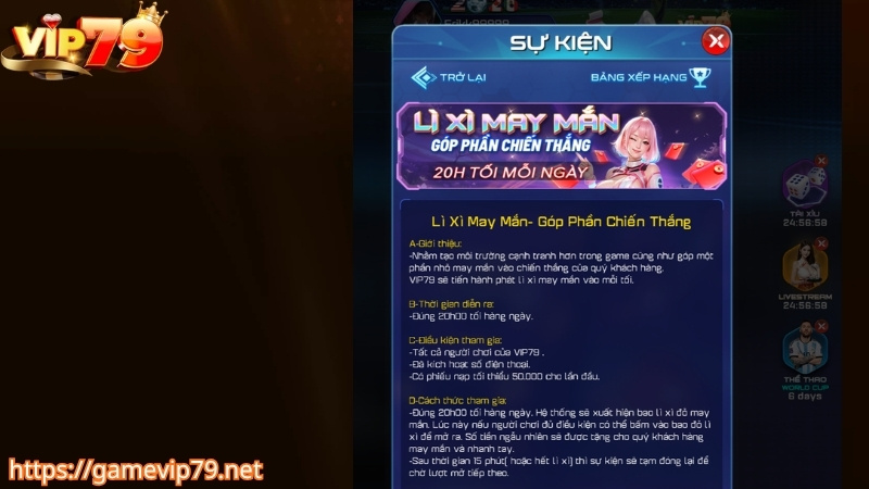 Chương trình khuyến mãi lì xì may mắn tại VIP79