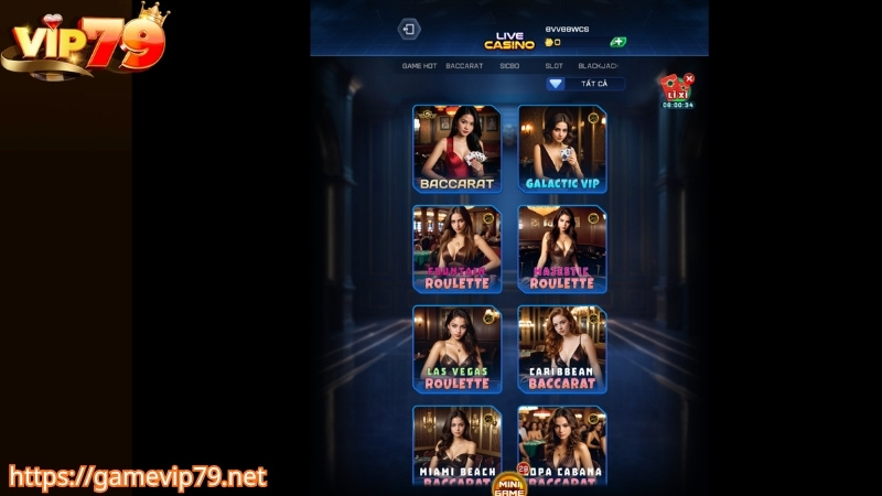 Hướng dẫn cược live casino tại VIP79