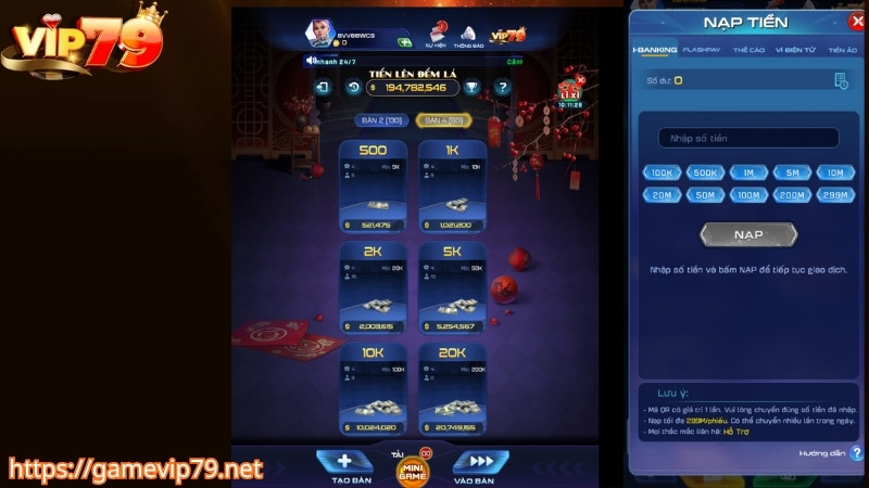 Hướng dẫn tham gia game bài VIP79