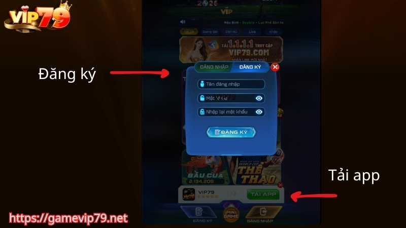 Quy trình gia nhập cổng game VIP79