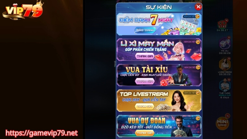 Tổng hợp các sự kiện nổi bật tại cổng game VIP79